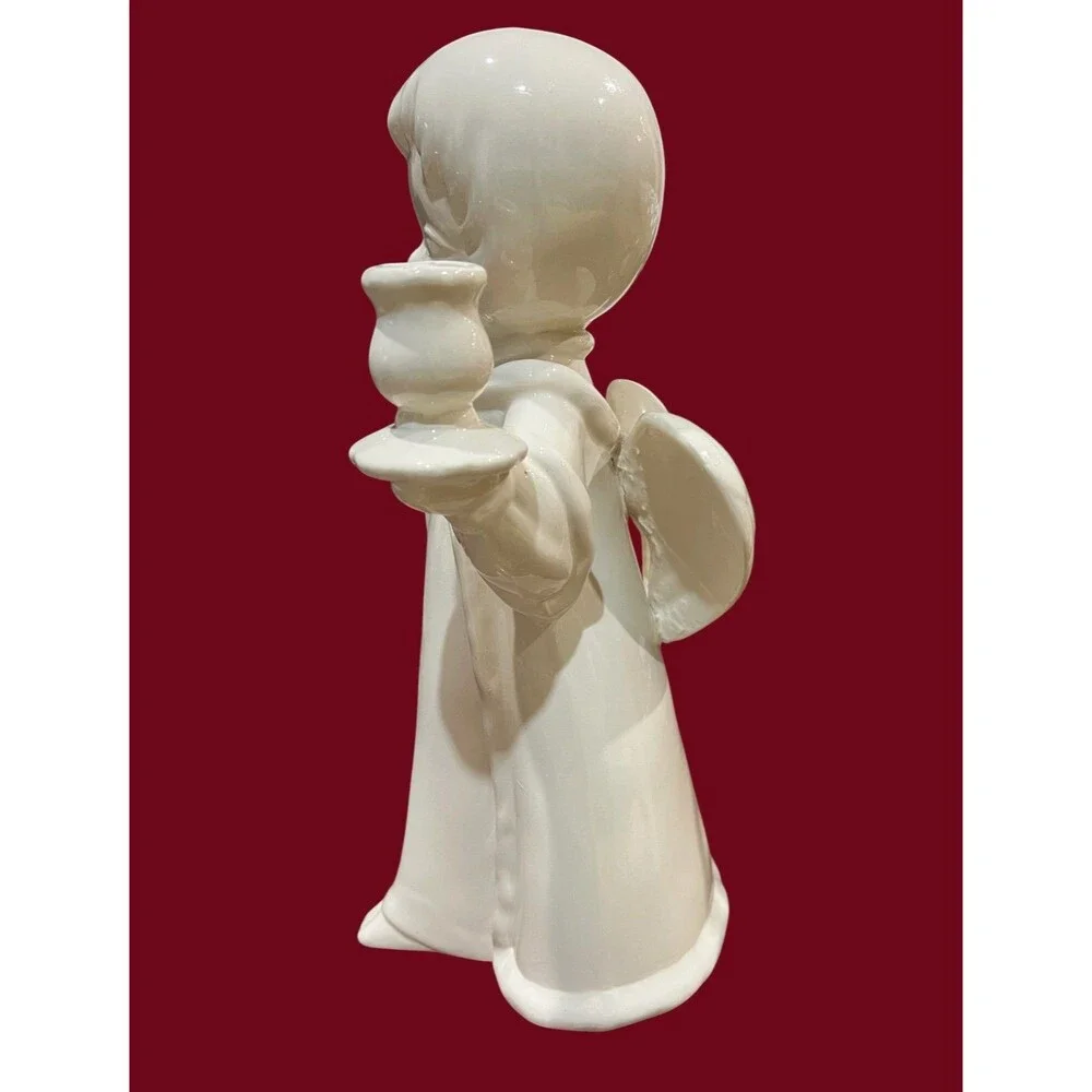 Vintage Ceramic Angel Double Candle Holder - 13” Tall by 9